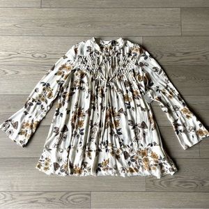 Free People "So Fine" Ivory Floral / Butterfly Tunic Top / Mini Dress - Medium